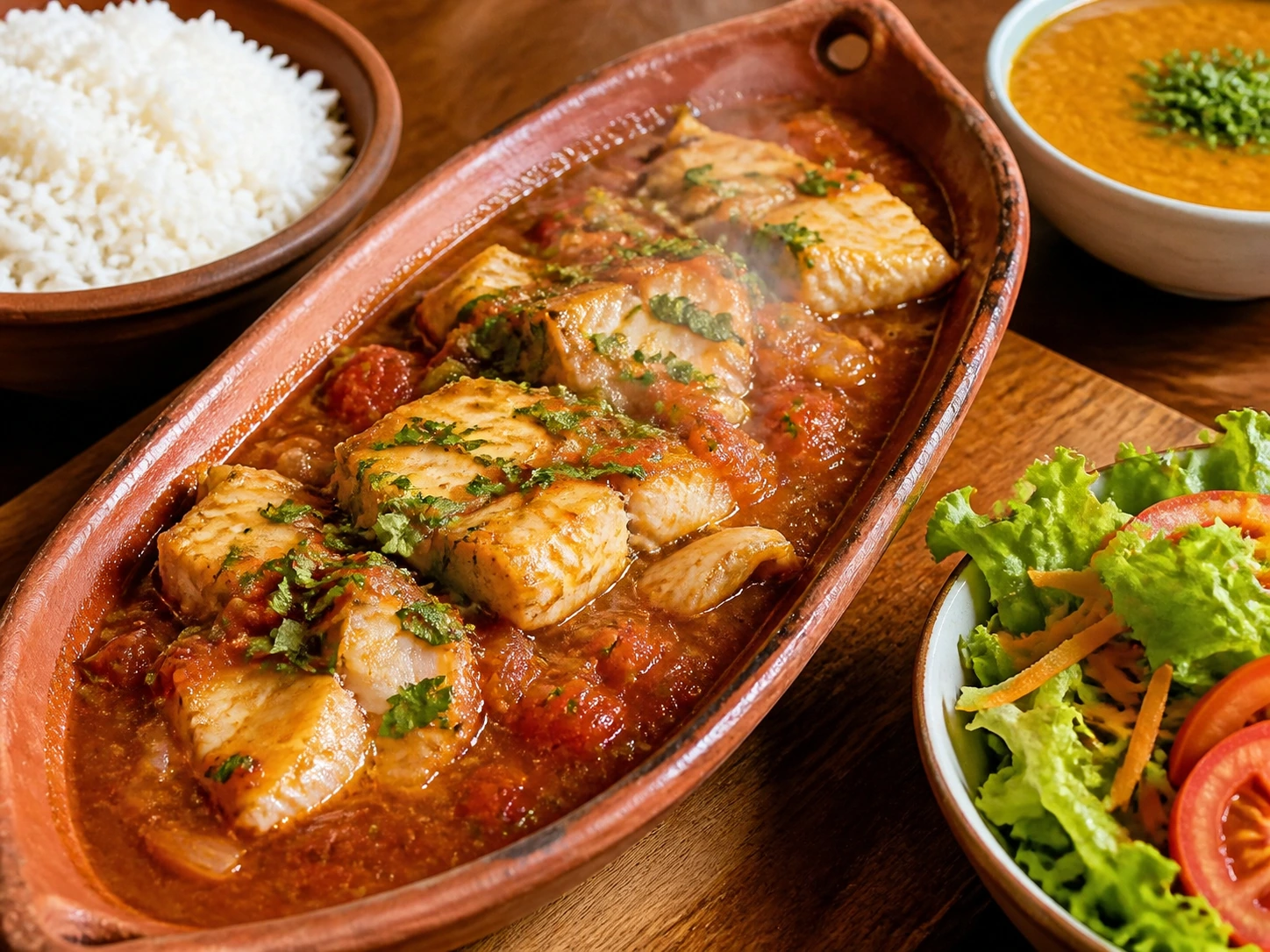 Peixe na telha com molho de tomate e ervas