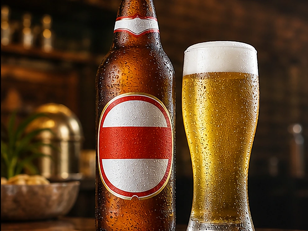 Amstel servido no Restaurante Dona Rê