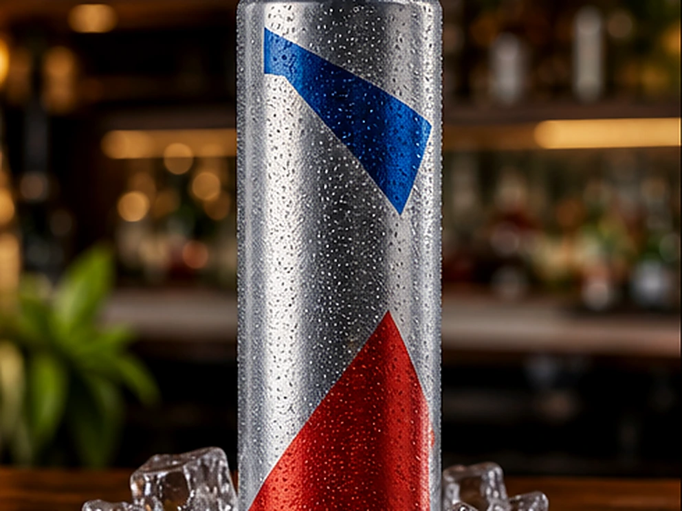 Energético Red Bull servido no Restaurante Dona Rê