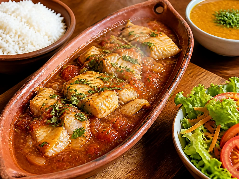 Peixe na Telha servido no Restaurante Dona Rê